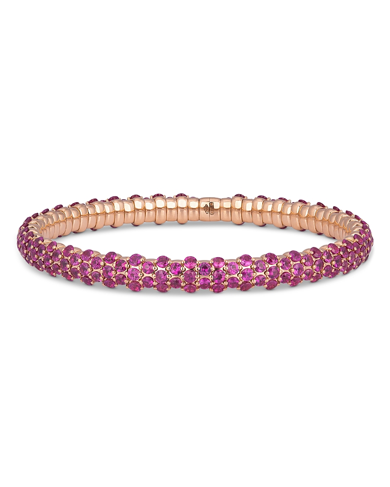 Zydo 18K Rose Gold Pink Sapphire Slim Domed Stretch Bracelet