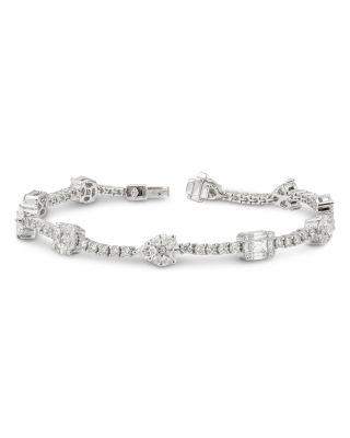18K White Gold Mixed Cut Diamond Elements Bracelet, 3.79 tcw