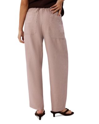 Petite Linen Barrel Leg Trousers