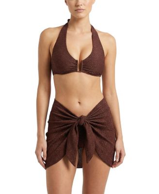 Layla U-Bar Trim Metallic Lowrise Hipster Bikini Bottom