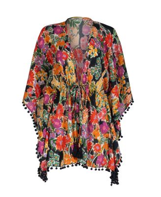  Audrey Short Crepe Drawstring Caftan Cover-Up