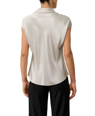  Bias Cut Cap-Sleeve Silk Shirt