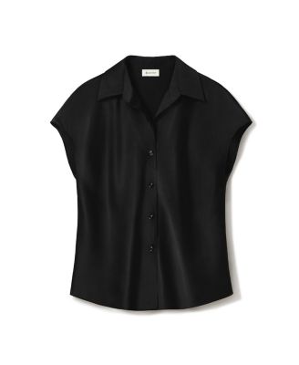  Bias Cut Cap-Sleeve Silk Shirt