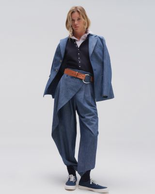 Chambray Tapered Wrap Pants