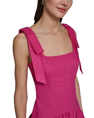 Square Neck Tie Shoulder Midi Dress