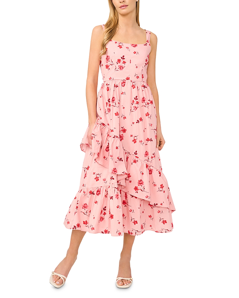 CeCe Ruffle Hem Corset Midi Dress
