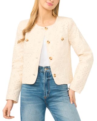 Collarless Eyelet Jacket
