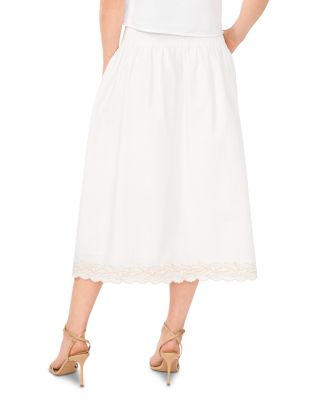Smocked Waist Embroidered Midi Skirt