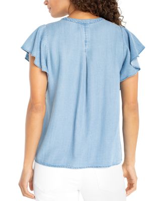 Pleated Flutter Sleeve Top