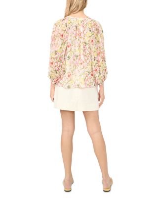 Pleated Blouson Sleeve Blouse