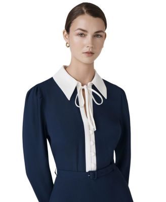 Lillian Crepe Collared Neck Midi Dress