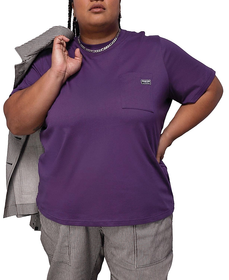 Wildfang Plus The Everyday Pocket Tee Shirt In Purple
