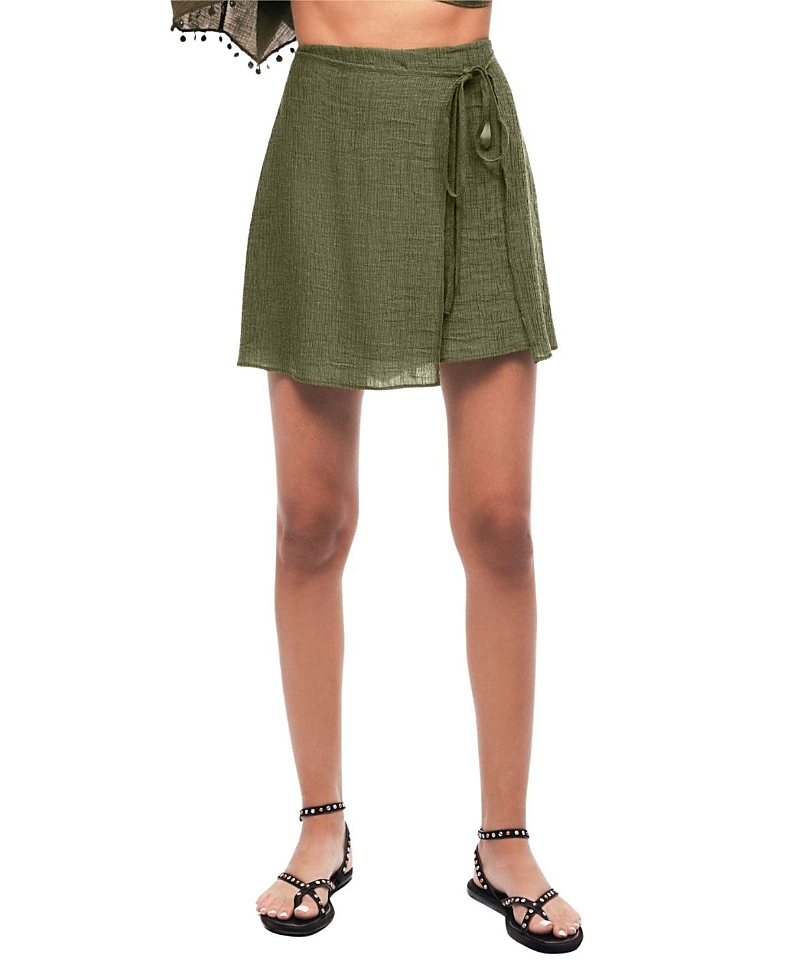 Nocturne Wrap Mini Skirt In Green