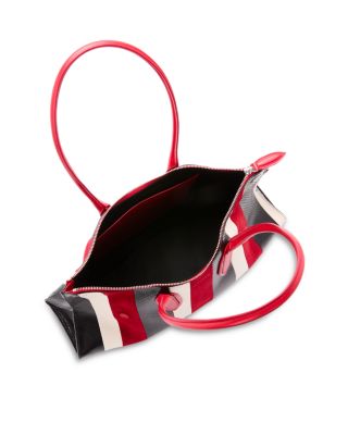 Intarsia Stripe Leather Handbag