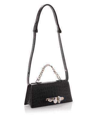 Small Croc Embossed Leather Handbag