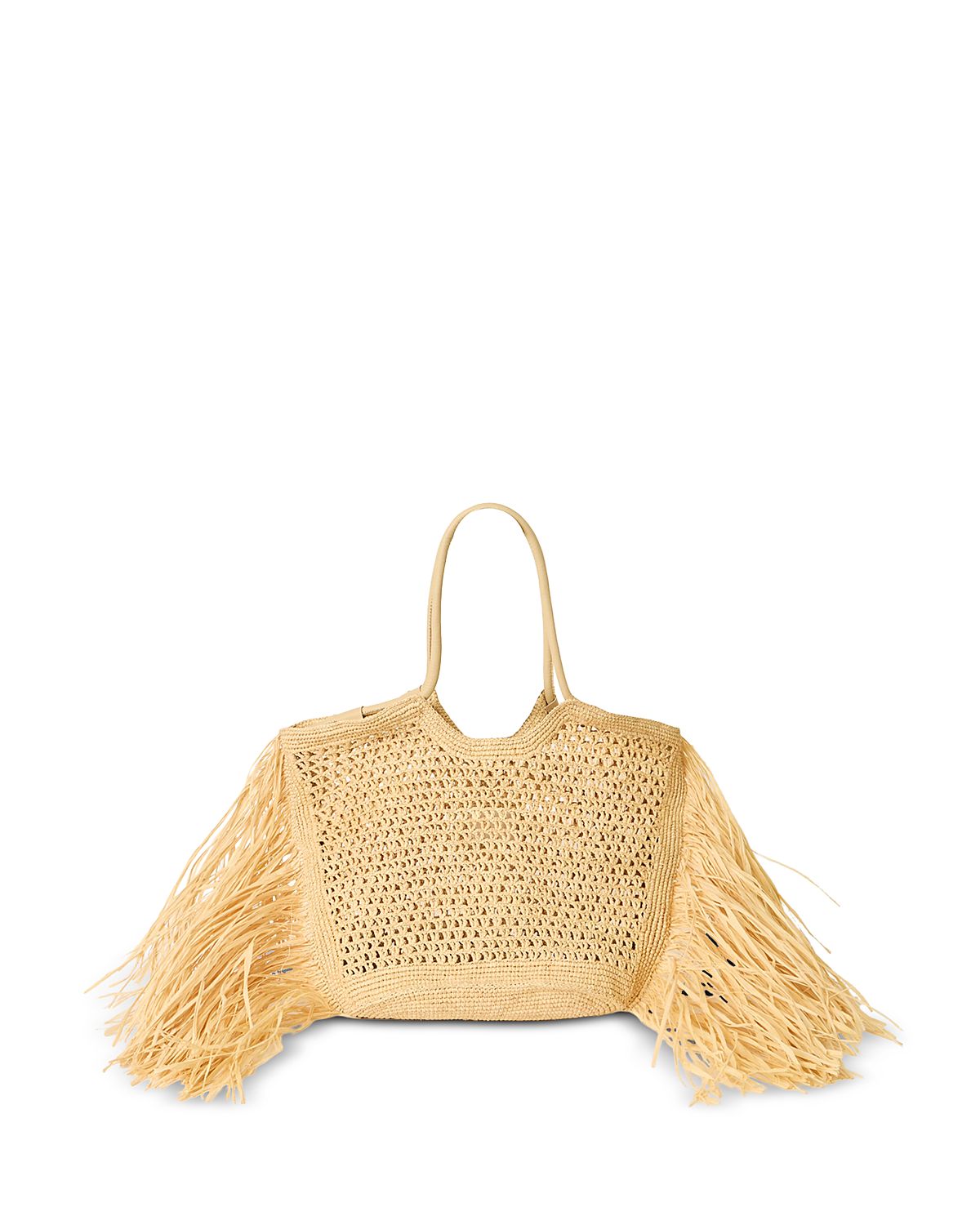 Btb Los Angeles Large Fringed Raffia Tote Bag