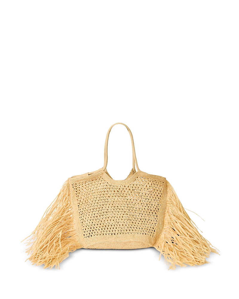 Btb Los Angeles Large Fringed Raffia Tote Bag