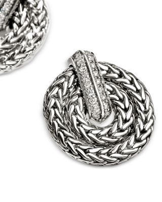 Sterling Silver Icon Diamond Oval Link Drop Earrings