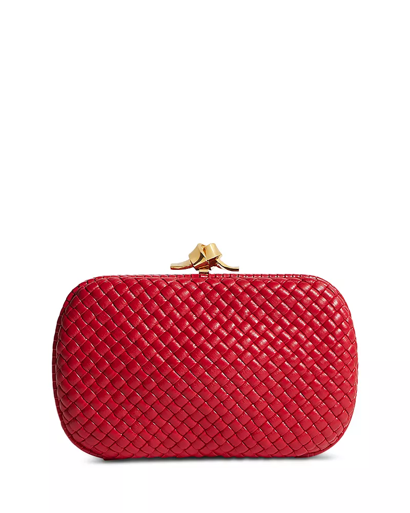 Bottega Veneta Soft Knot Intrecciato Leather Box Clutch