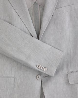 Winfred Modern Fit Solid Light Gray Linen Jacket