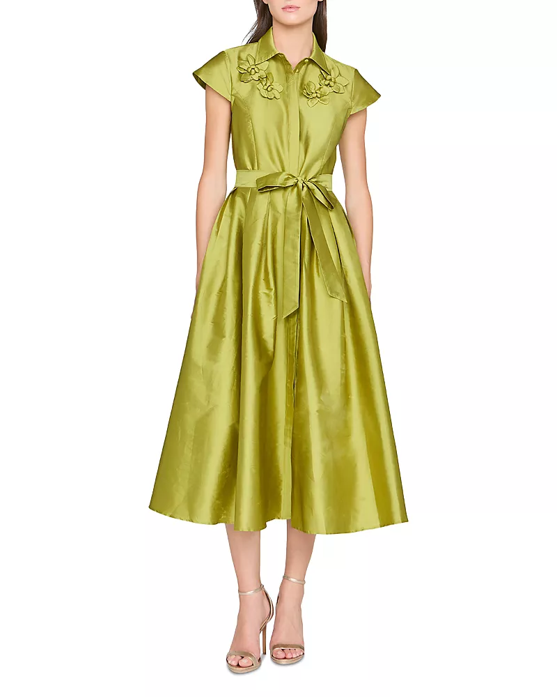 Theia Vada Taffeta Shirt Dress