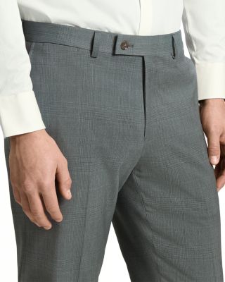 Winter Modern Fit Green Plaid Suit Pants