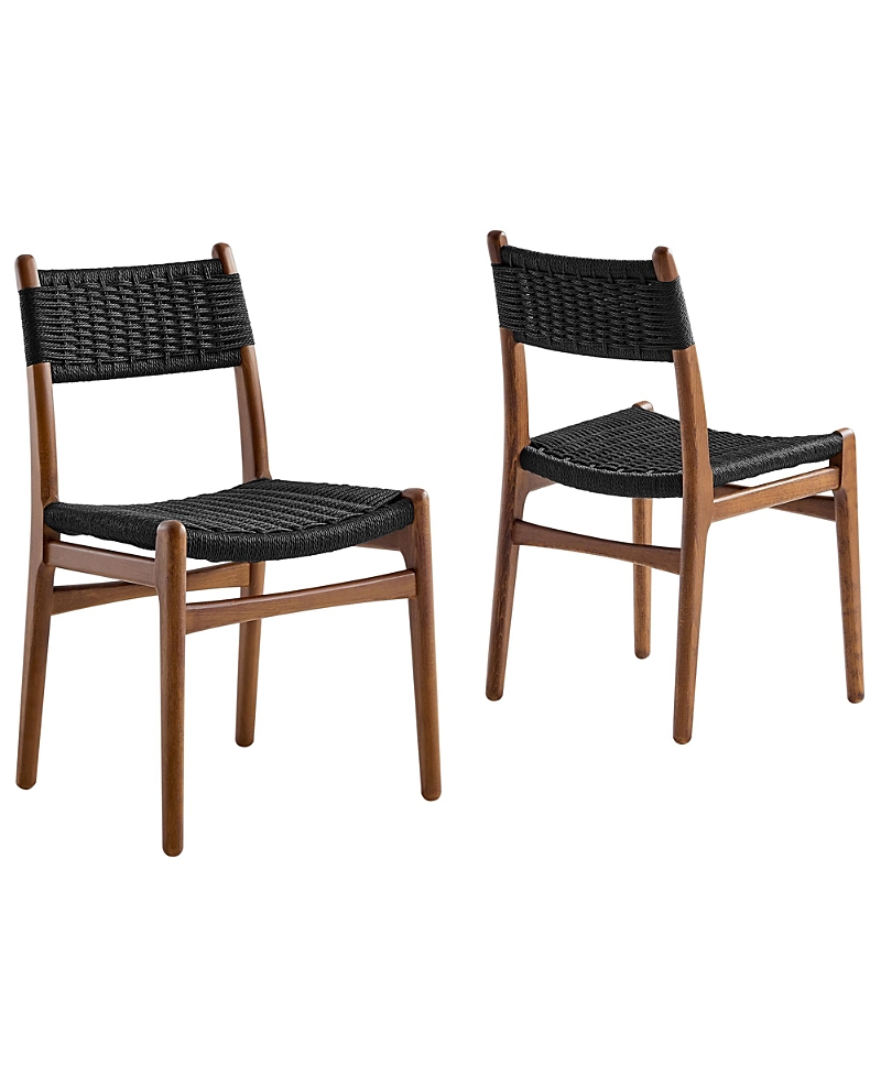 Modway Wynn Rope and Wood Dining Side Chairs, Set of 2
