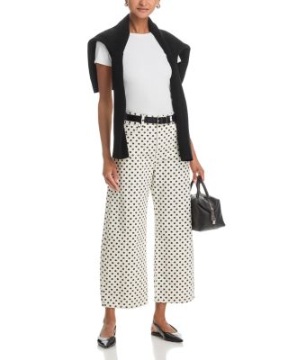 The Bow High Rise Crop Jeans in White Polka Dot - thumbnail 2