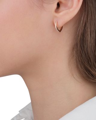 18K Gold Antifer Diamond V Shape Single Hoop Earring