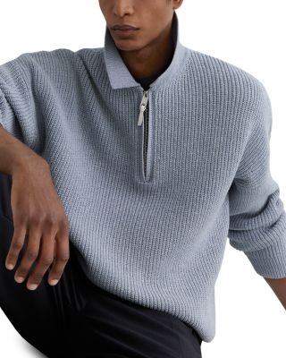 Prop Long Sleeve Half Zip Ribbed Polo Shirt
