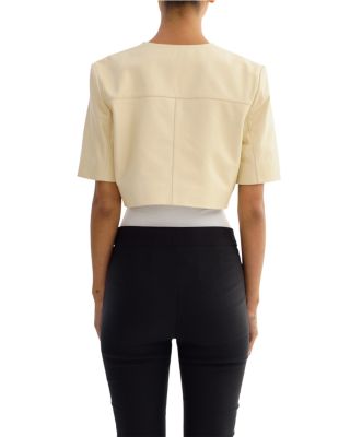 Collarless Leather Jacket