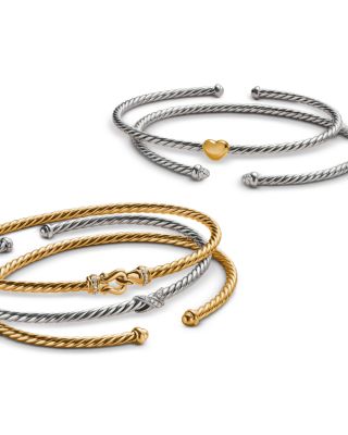 Micro Cable Flex&reg; Bracelet in Sterling Silver with Diamonds, 2.6mm