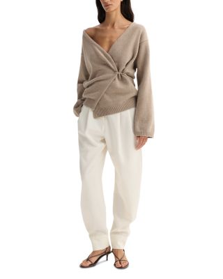 Off Shoulder Wool Cashmere Wrap Cardigan