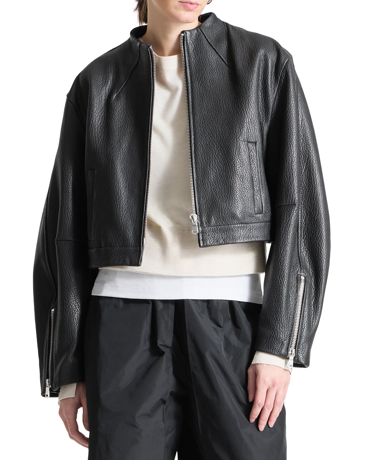 Saint Art Collarless Leather Jacket