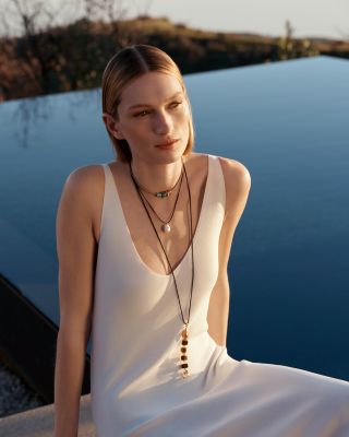 Multi Gemstone Fish Black Cord Pendant Necklace, 42" 