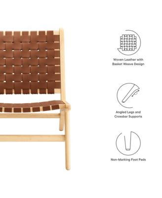 Saoirse Leather Wood Accent Lounge Chair