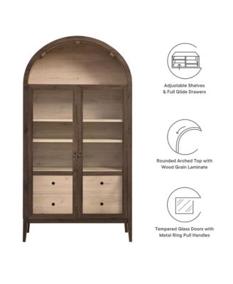 Nolan 74" Tall Wide Arched Storage Display Cabinet