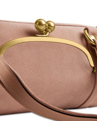 Kisslock Medium Suede Barrel Bag