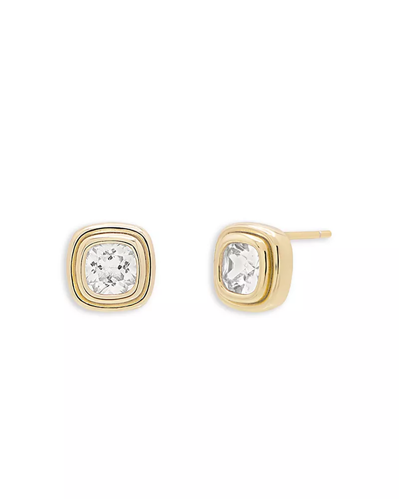 Shashi Reagan Cushion Cubic Zirconia Stud Earrings