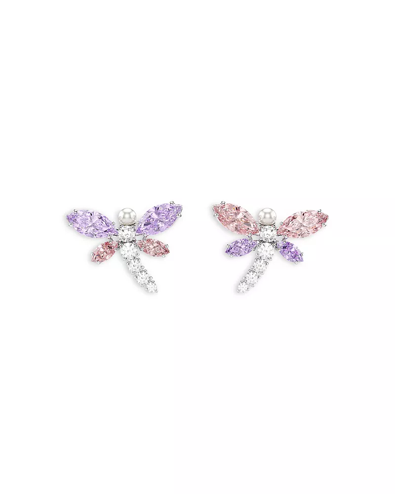 Swarovski Ariana Grande x Swarovski Crystal, Cubic Zirconia & Imitation Pearl Dragonfly Stud Earrings