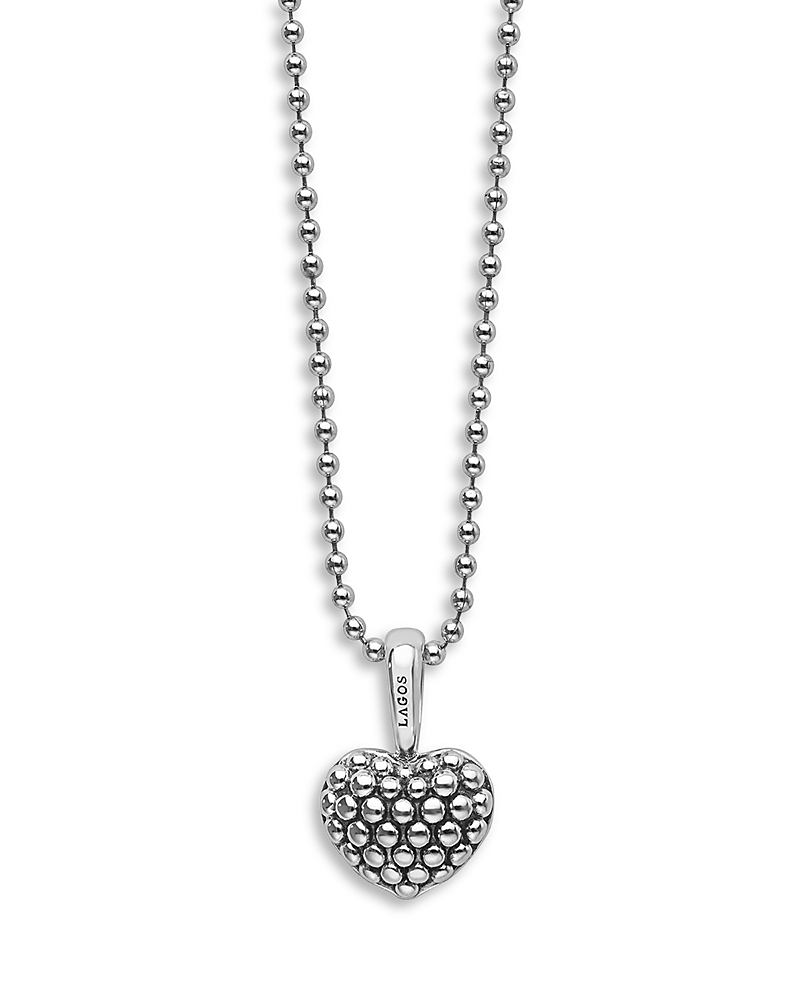 Lagos Sterling Silver Caviar Beaded Heart Pendant Necklace, 32