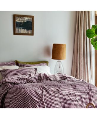 Gingham Linen Blend Duvet Cover, Twin