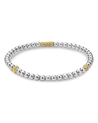 Sterling Silver & 18K Yellow Gold Caviar Icon Stretch Bracelet