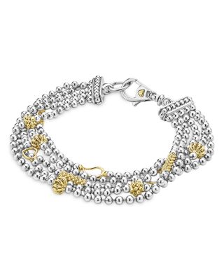 Sterling Silver & 18K Yellow Gold Five Strand Chain Bracelet