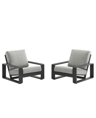 Lirienne Outdoor Patio Aluminum Faux Wood Armchairs, Set of 2