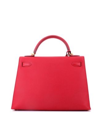 Kelly 32 Handbag Red Epsom with Gold Hardware