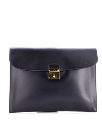  Large Vintage-like Portfolio Clutch Box Calf