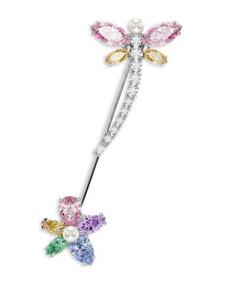 Ariana Grande x Swarovski Crystal, Cubic Zirconia & Imitation Pearl Dragonfly & Flower Brooch