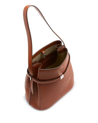Belted Leather Bucket Bag