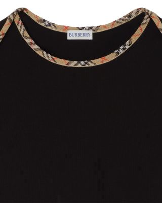 Check Trim Stretch Cotton Tee